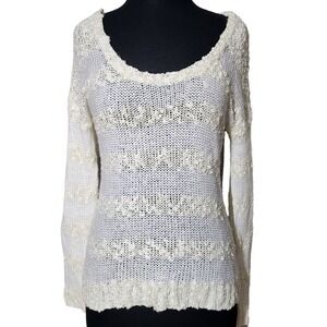 Pink rose sweater scoop neck sz M